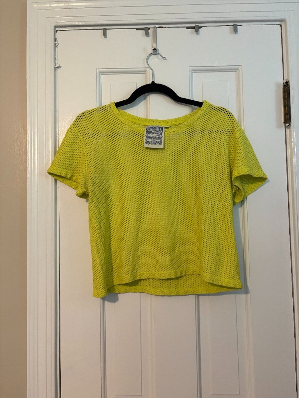 Jungmaven Carmen Mesh Cropped Tee Bright Yellow Hemp - M